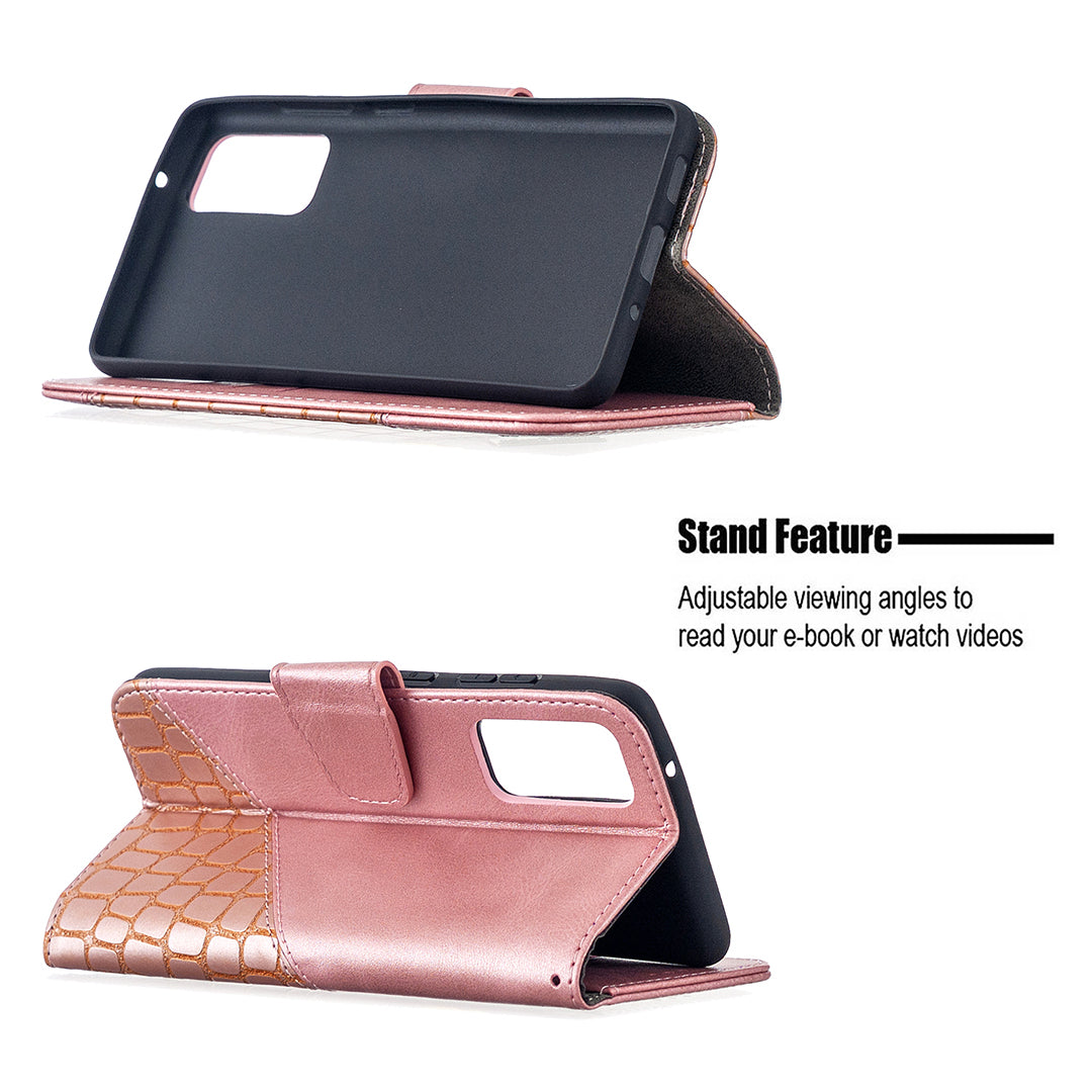 BF04 Splicing Crocodile Texture Wallet Stand Leather Case for Samsung Galaxy S20 FE 4G/FE 5G/S20 Lite/S20 FE 2022 - Rose Gold