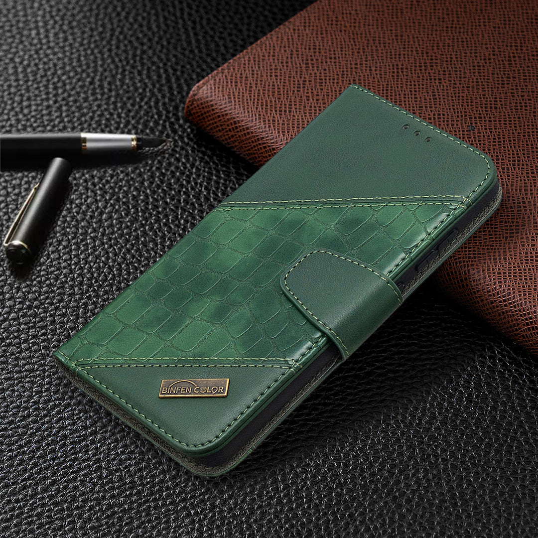 BF04 Splicing Crocodile Texture Wallet Stand Leather Case for Samsung Galaxy S20 FE 4G/FE 5G/S20 Lite/S20 FE 2022 - Green