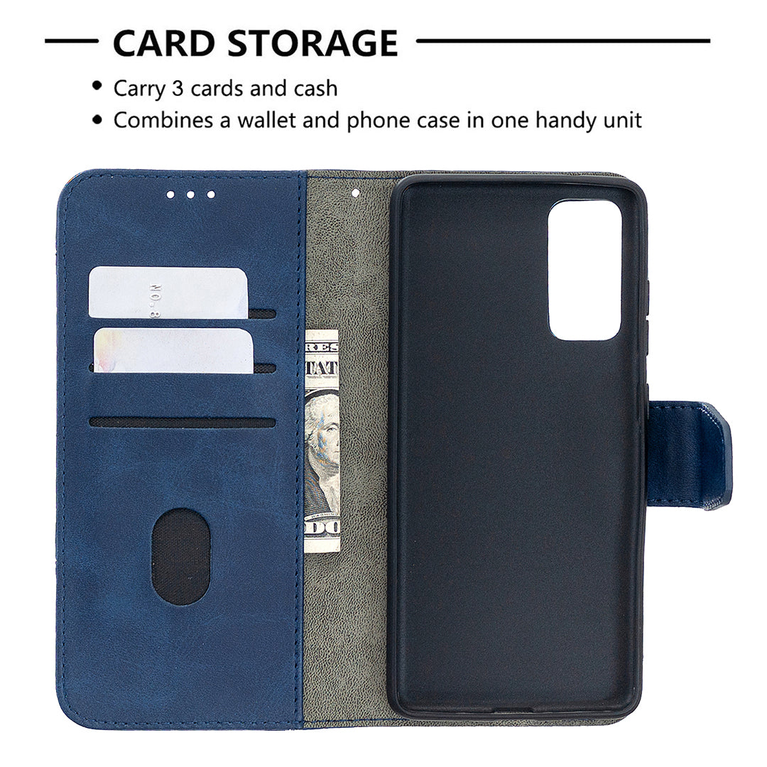 BF04 Splicing Crocodile Texture Wallet Stand Leather Case for Samsung Galaxy S20 FE 4G/FE 5G/S20 Lite/S20 FE 2022 - Blue