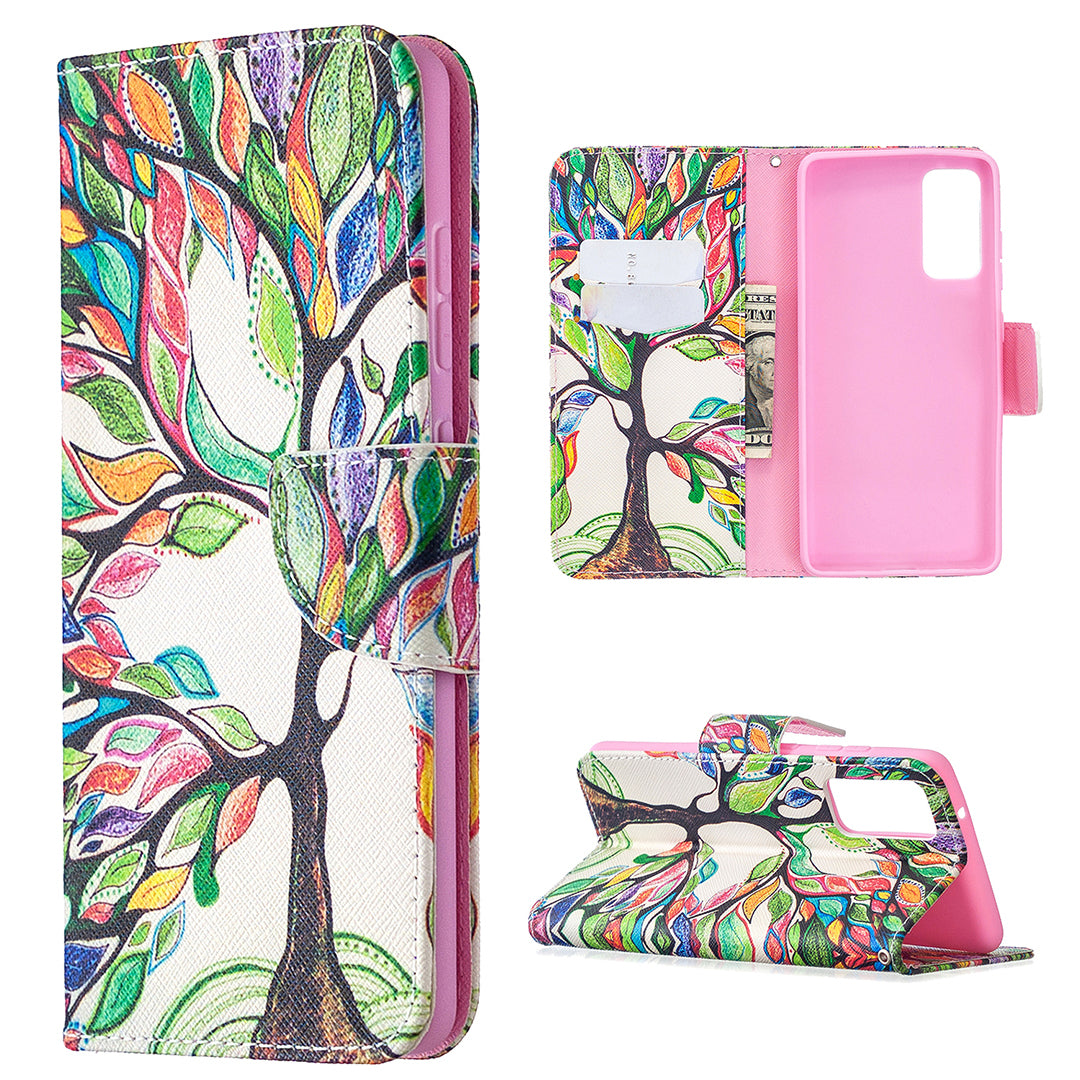 Pattern Printing Leather Wallet Protective Shell for Samsung Galaxy S20 FE 4G/FE 5G/S20 Lite/S20 FE 2022 - Life Tree