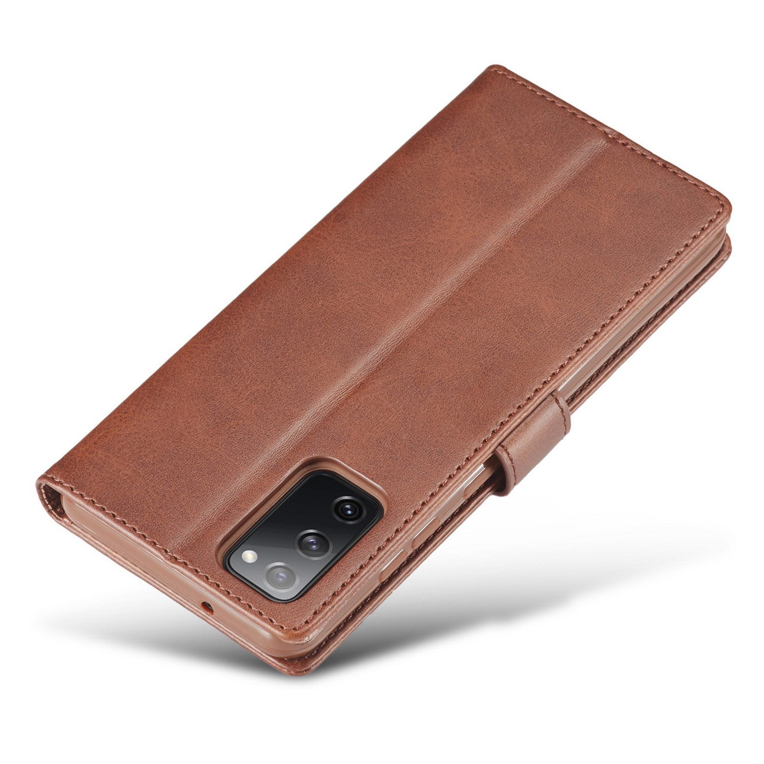 LC.IMEEKE Leather Wallet Stand Case with Reserved Front Cutout for Samsung Galaxy S20 FE 4G/FE 5G/S20 Lite/S20 FE 2022 - Coffee