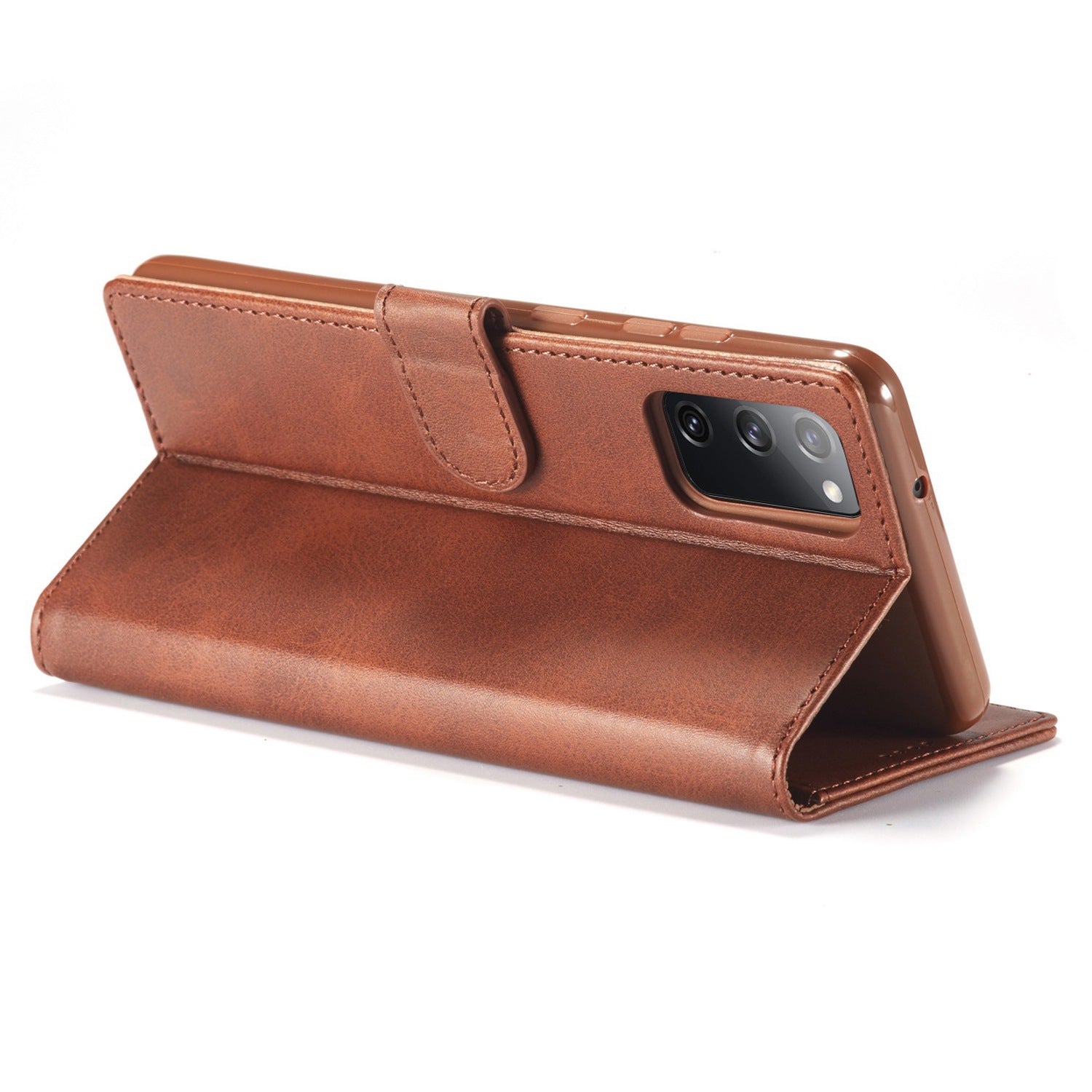 LC.IMEEKE Leather Wallet Stand Case with Reserved Front Cutout for Samsung Galaxy S20 FE 4G/FE 5G/S20 Lite/S20 FE 2022 - Coffee