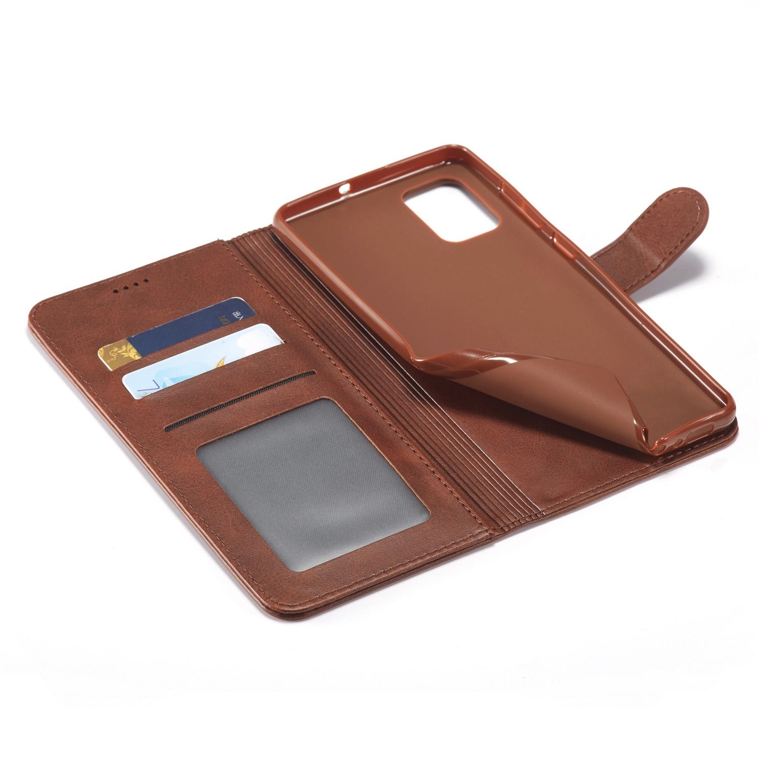 LC.IMEEKE Leather Wallet Stand Case with Reserved Front Cutout for Samsung Galaxy S20 FE 4G/FE 5G/S20 Lite/S20 FE 2022 - Coffee