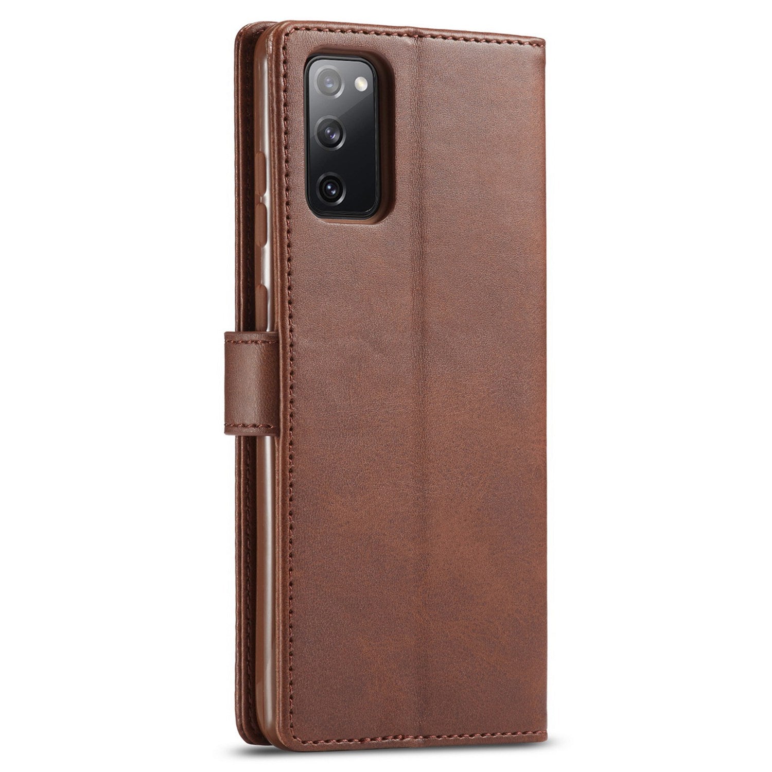 LC.IMEEKE Leather Wallet Stand Case with Reserved Front Cutout for Samsung Galaxy S20 FE 4G/FE 5G/S20 Lite/S20 FE 2022 - Coffee