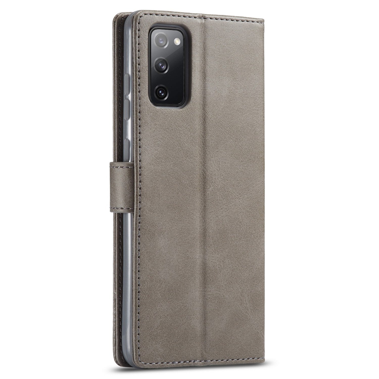 LC.IMEEKE Leather Wallet Stand Case with Reserved Front Cutout for Samsung Galaxy S20 FE 4G / FE 5G / S20 Lite / S20 FE 2022 - Grey