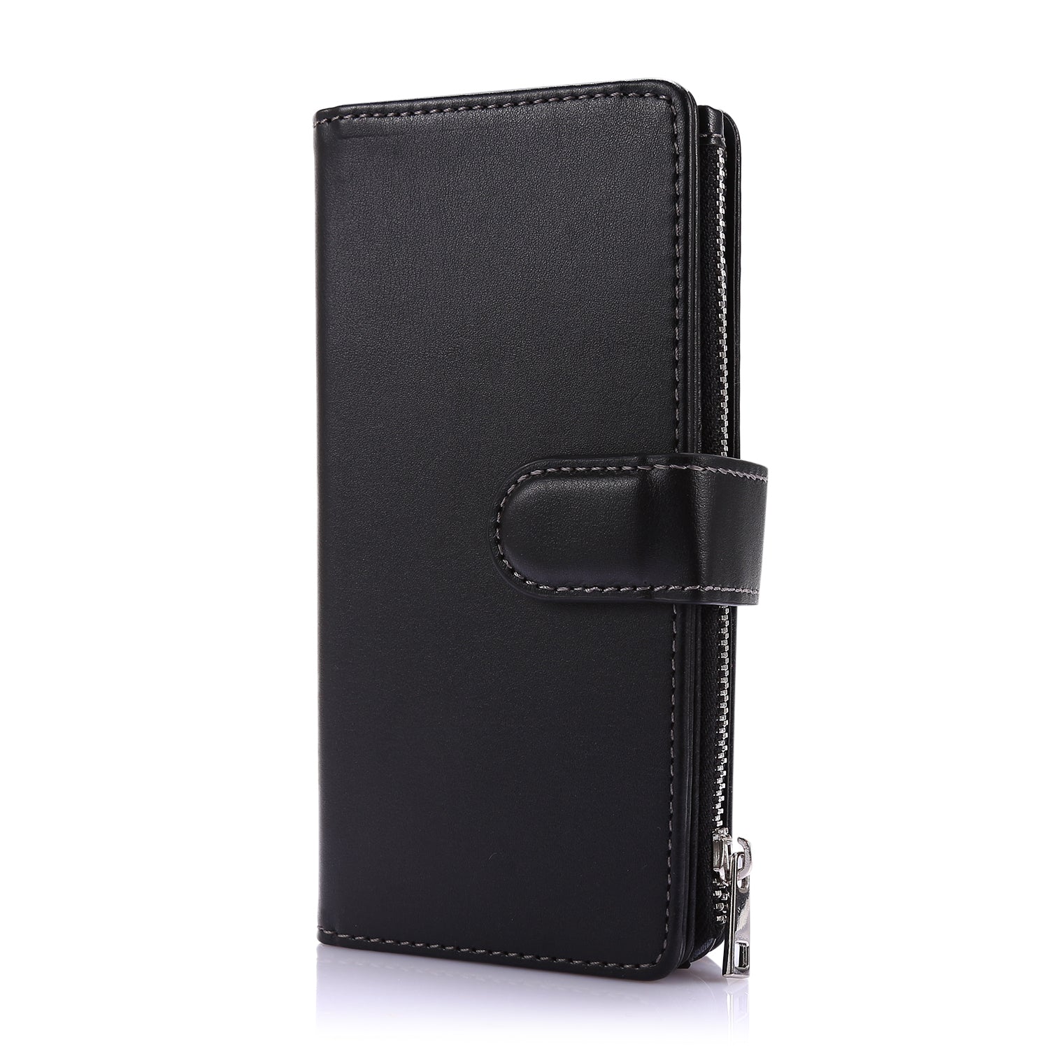 Leather Coated TPU Wallet Phone Stand Case with 9 Card Slots Kickstand Shell for Samsung Galaxy S20 4G/S20 5G - Black