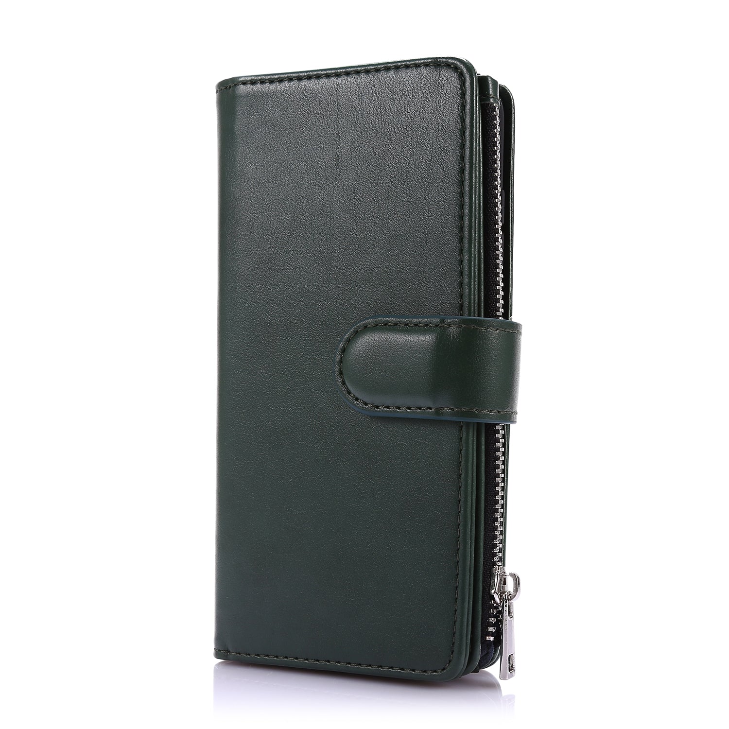 Leather Coated TPU Wallet Phone Stand Case with 9 Card Slots Kickstand Shell for Samsung Galaxy S20 4G/S20 5G - Green