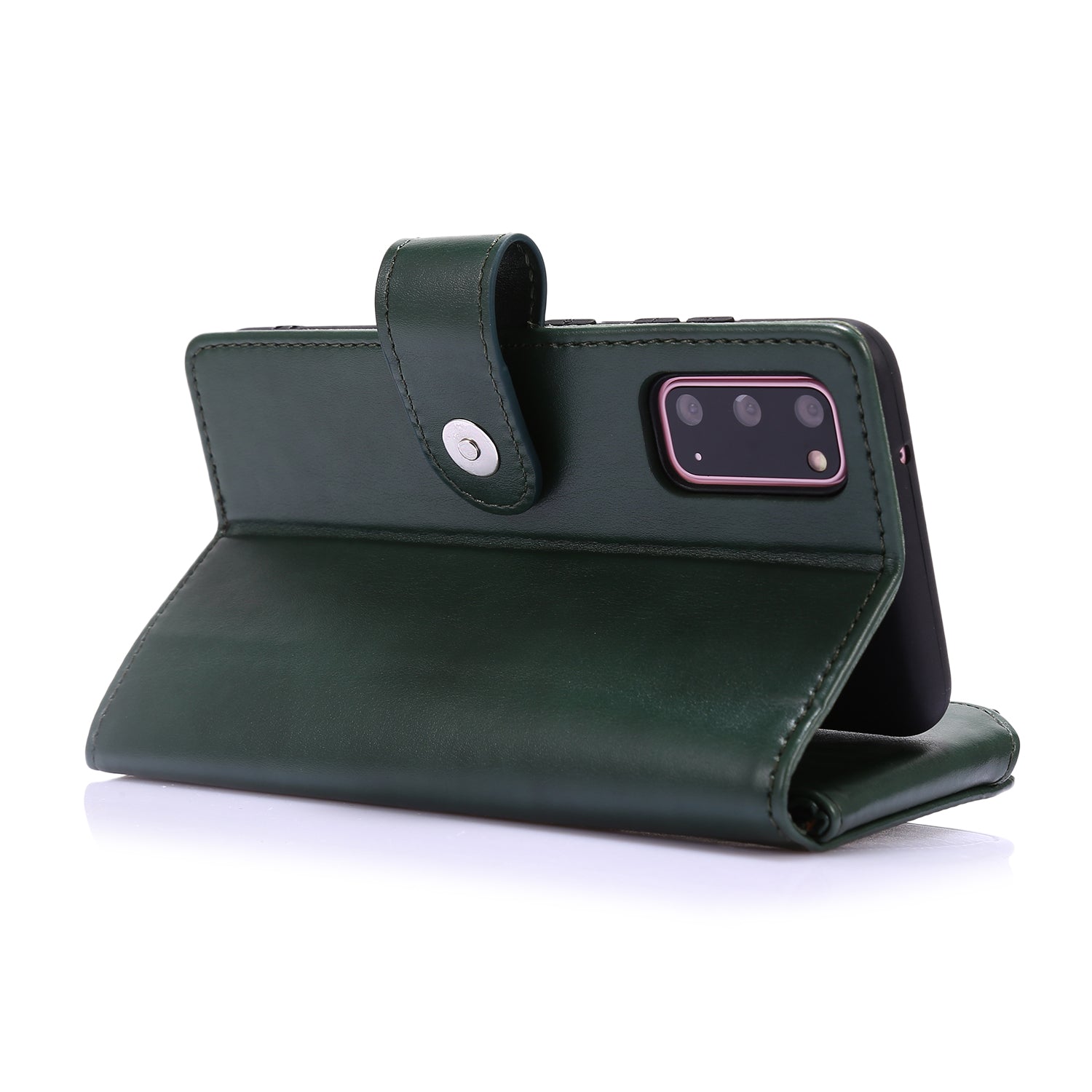 Leather Coated TPU Wallet Phone Stand Case with 9 Card Slots Kickstand Shell for Samsung Galaxy S20 4G/S20 5G - Green