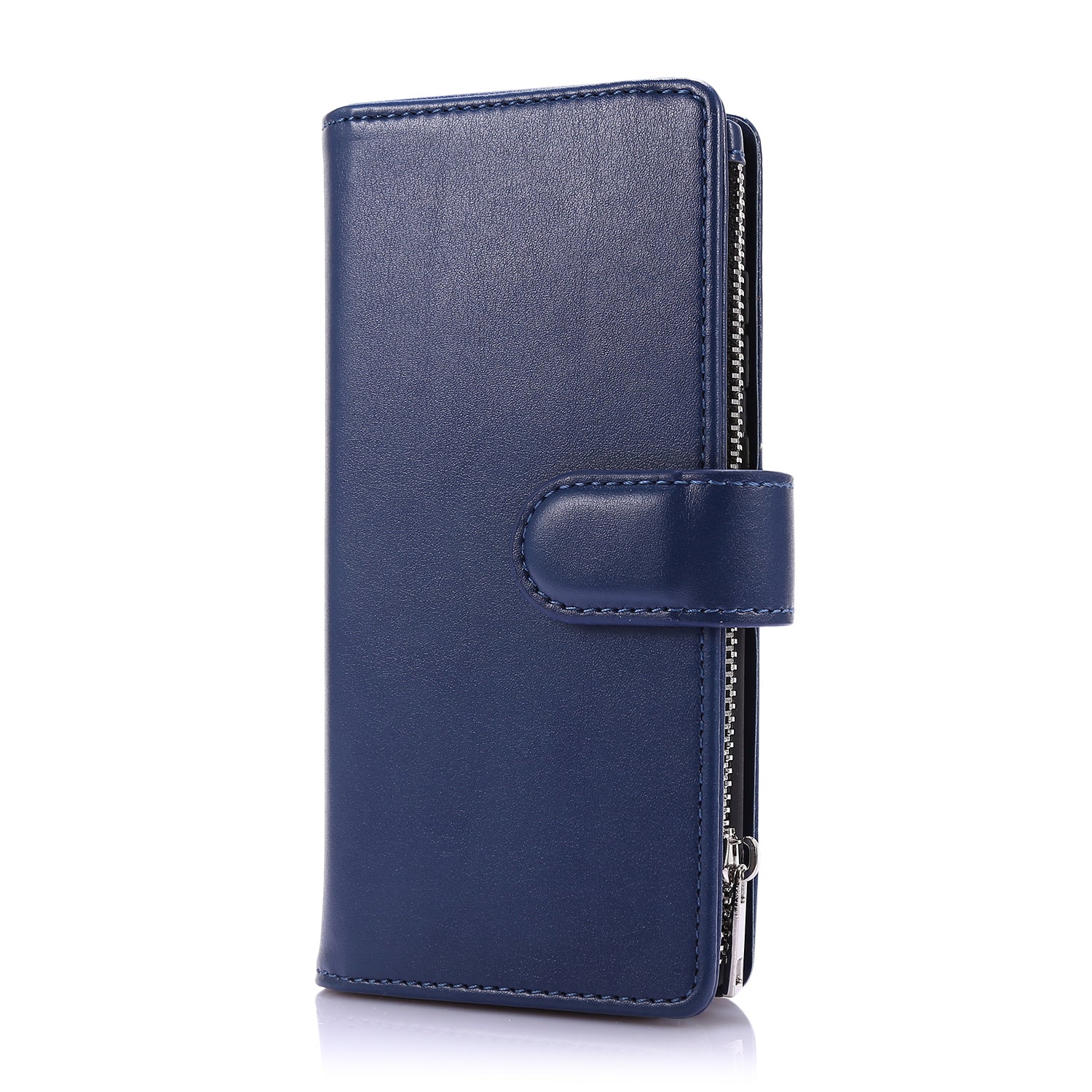 Leather Coated TPU Wallet Phone Stand Case with 9 Card Slots Kickstand Shell for Samsung Galaxy S20 4G/S20 5G - Blue