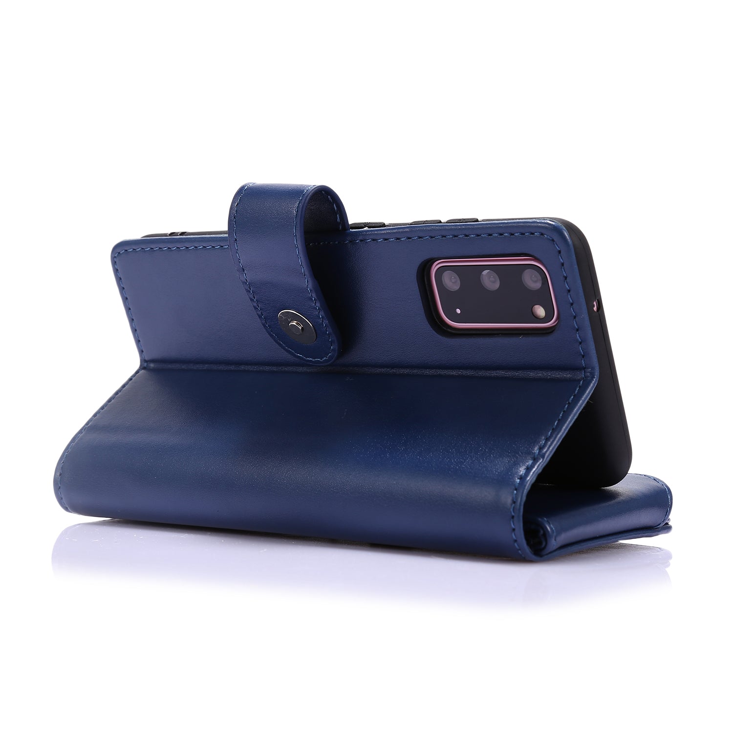 Leather Coated TPU Wallet Phone Stand Case with 9 Card Slots Kickstand Shell for Samsung Galaxy S20 4G/S20 5G - Blue