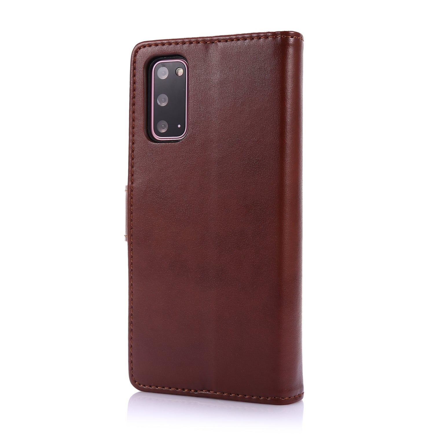 Leather Coated TPU Wallet Phone Stand Case with 9 Card Slots Kickstand Shell for Samsung Galaxy S20 4G/S20 5G - Brown