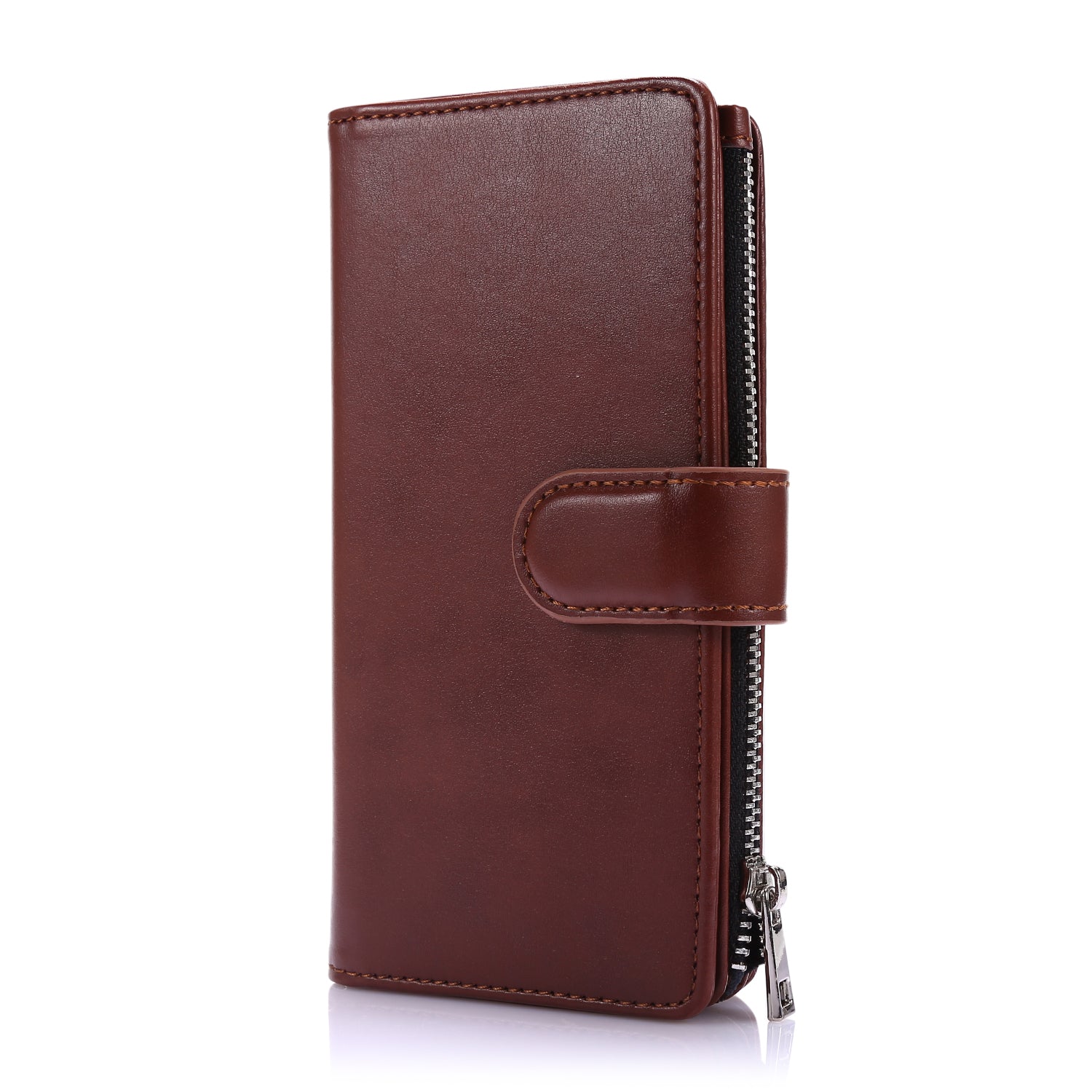 Leather Coated TPU Wallet Phone Stand Case with 9 Card Slots Kickstand Shell for Samsung Galaxy S20 4G/S20 5G - Brown