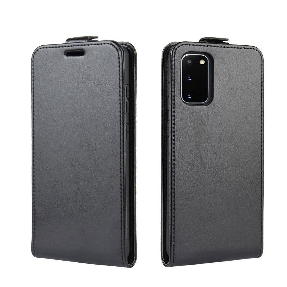 Crazy Horse Leather Vertical Flip Cover for Samsung Galaxy S20 FE 4G/FE 5G/S20 Lite/S20 FE 2022 - Black