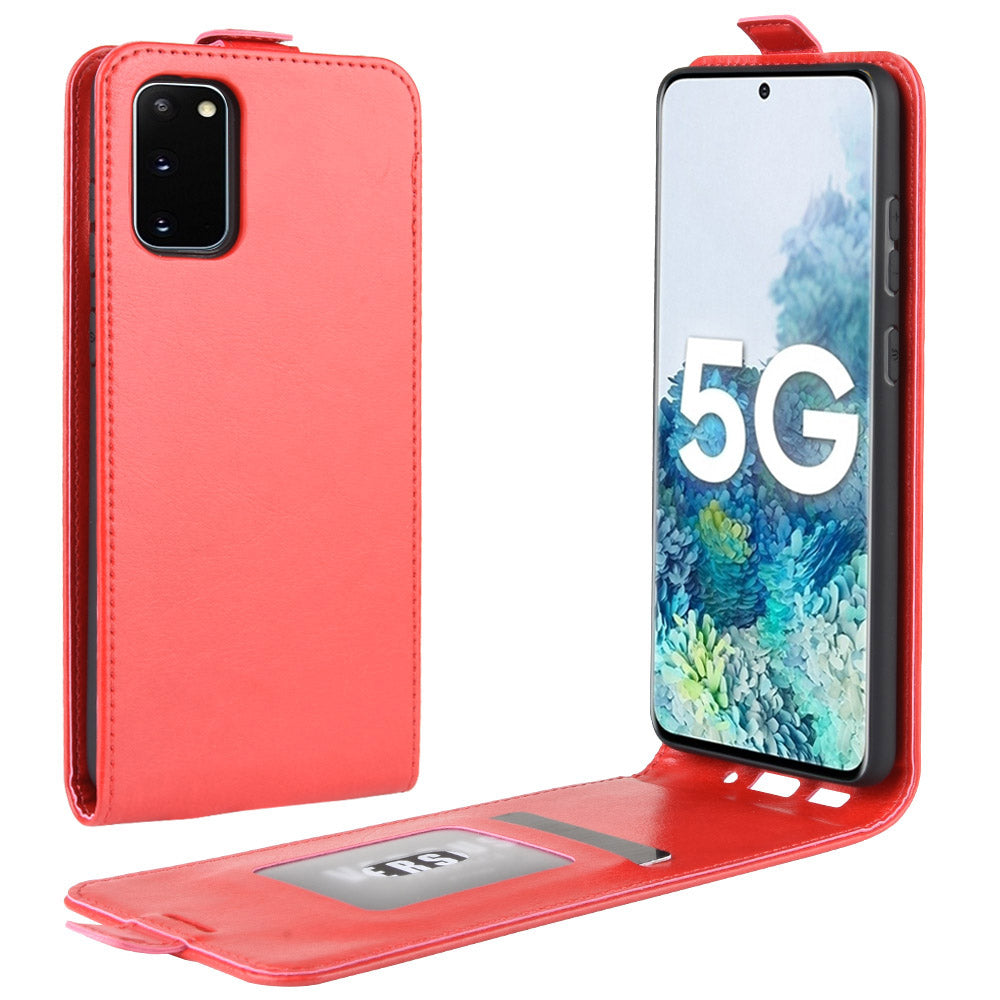 Crazy Horse Leather Vertical Flip Cover for Samsung Galaxy S20 FE 4G/FE 5G/S20 Lite/S20 FE 2022 - Red