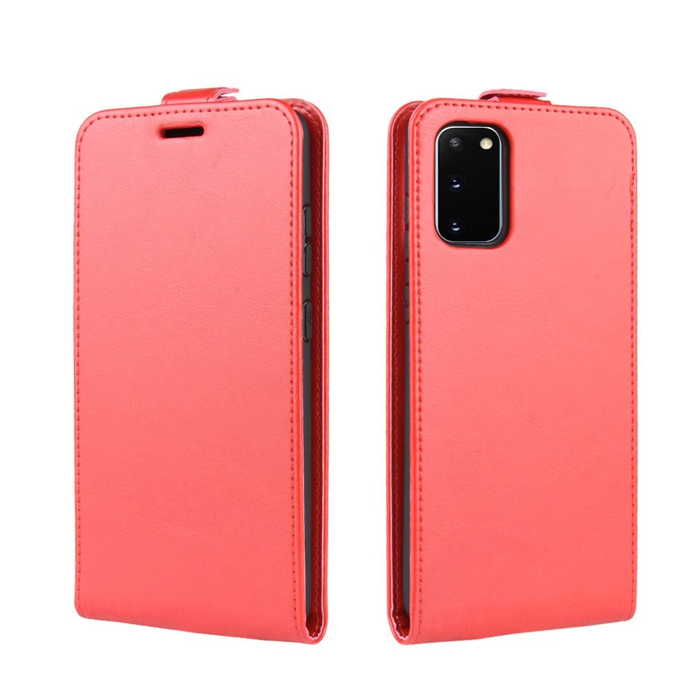 Crazy Horse Leather Vertical Flip Cover for Samsung Galaxy S20 FE 4G/FE 5G/S20 Lite/S20 FE 2022 - Red