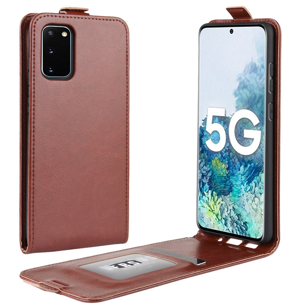 Crazy Horse Leather Vertical Flip Cover for Samsung Galaxy S20 FE 4G/FE 5G/S20 Lite/S20 FE 2022 - Brown