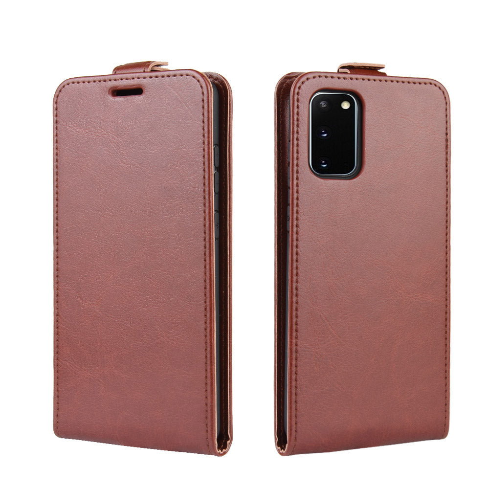 Crazy Horse Leather Vertical Flip Cover for Samsung Galaxy S20 FE 4G/FE 5G/S20 Lite/S20 FE 2022 - Brown