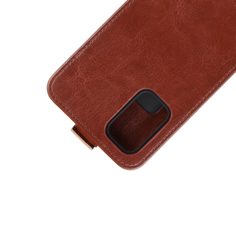 Crazy Horse Leather Vertical Flip Cover for Samsung Galaxy S20 FE 4G/FE 5G/S20 Lite/S20 FE 2022 - Brown