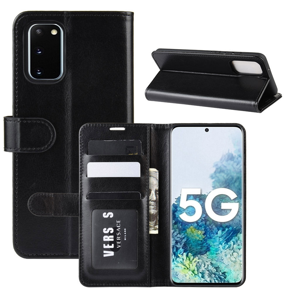 Crazy Horse Surface with Wallet Leather Cover for Samsung Galaxy S20 FE/S20 Fan Edition/S20 FE 5G/S20 Fan Edition 5G - Black