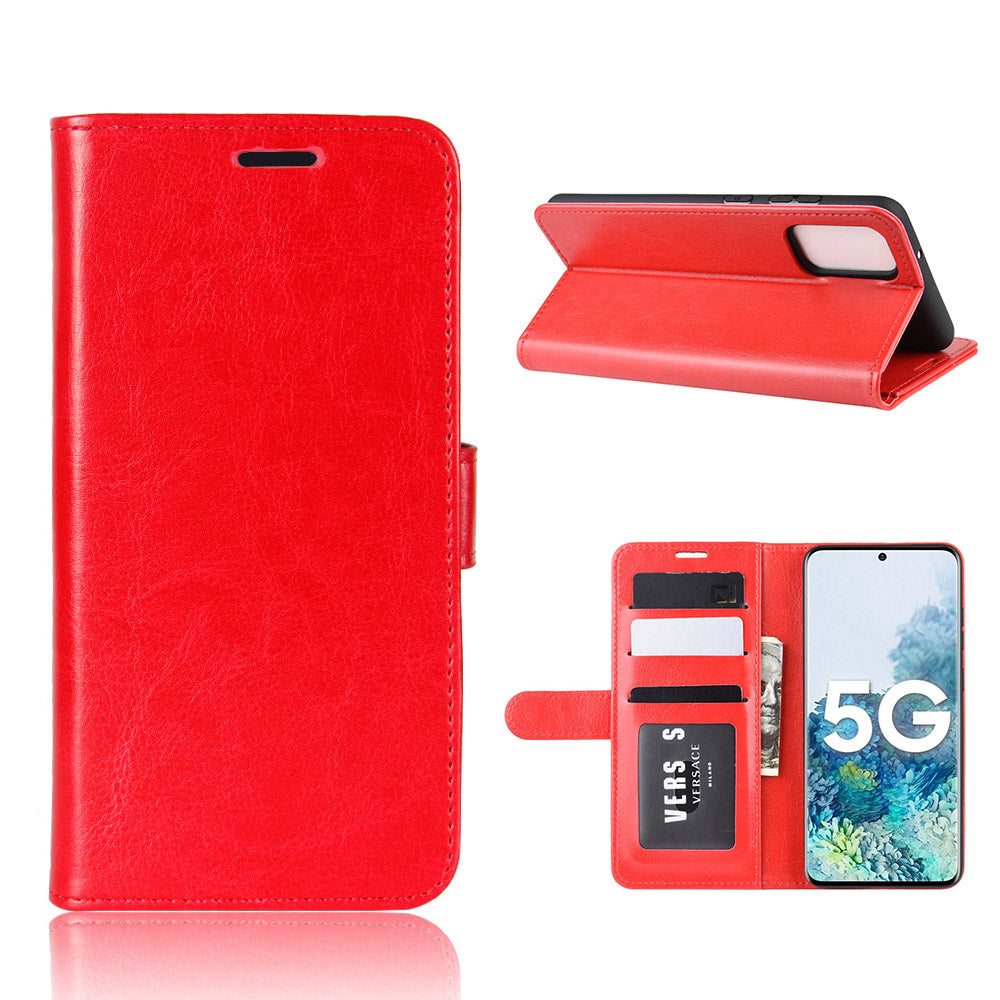 Crazy Horse Surface with Wallet Leather Cover for Samsung Galaxy S20 FE/S20 Fan Edition/S20 FE 5G/S20 Fan Edition 5G - Red