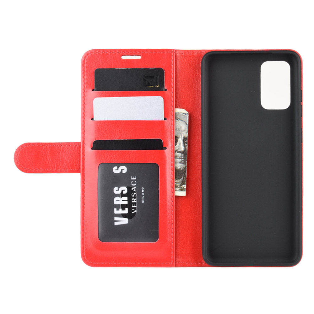 Crazy Horse Surface with Wallet Leather Cover for Samsung Galaxy S20 FE/S20 Fan Edition/S20 FE 5G/S20 Fan Edition 5G - Red