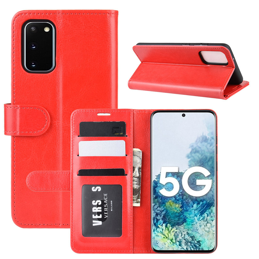 Crazy Horse Surface with Wallet Leather Cover for Samsung Galaxy S20 FE/S20 Fan Edition/S20 FE 5G/S20 Fan Edition 5G - Red