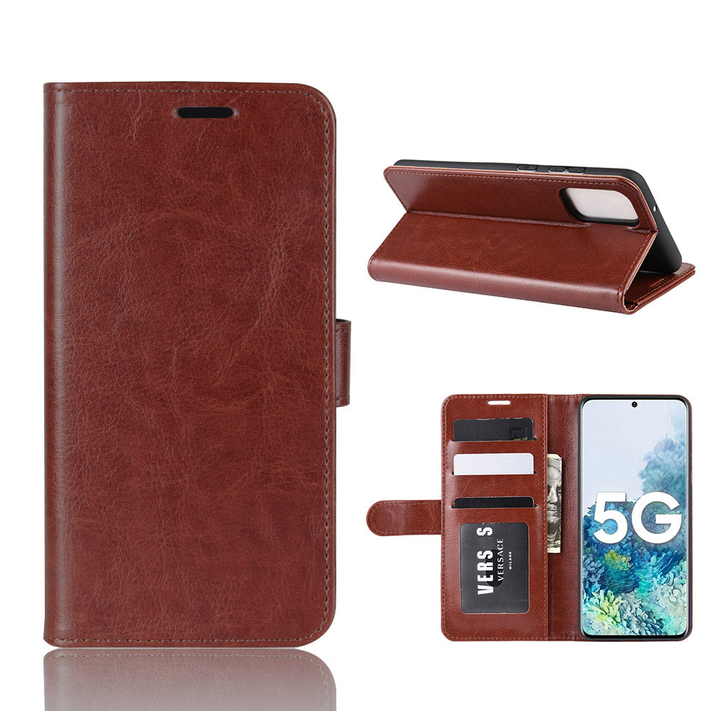 Crazy Horse Surface with Wallet Leather Cover for Samsung Galaxy S20 FE/S20 Fan Edition/S20 FE 5G/S20 Fan Edition 5G - Brown