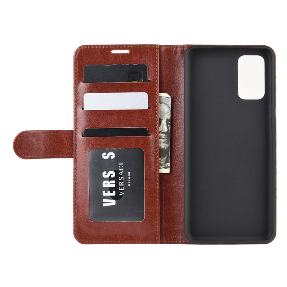 Crazy Horse Surface with Wallet Leather Cover for Samsung Galaxy S20 FE/S20 Fan Edition/S20 FE 5G/S20 Fan Edition 5G - Brown