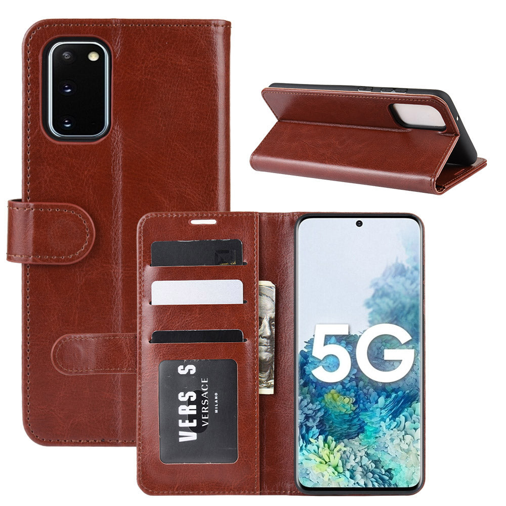 Crazy Horse Surface with Wallet Leather Cover for Samsung Galaxy S20 FE/S20 Fan Edition/S20 FE 5G/S20 Fan Edition 5G - Brown