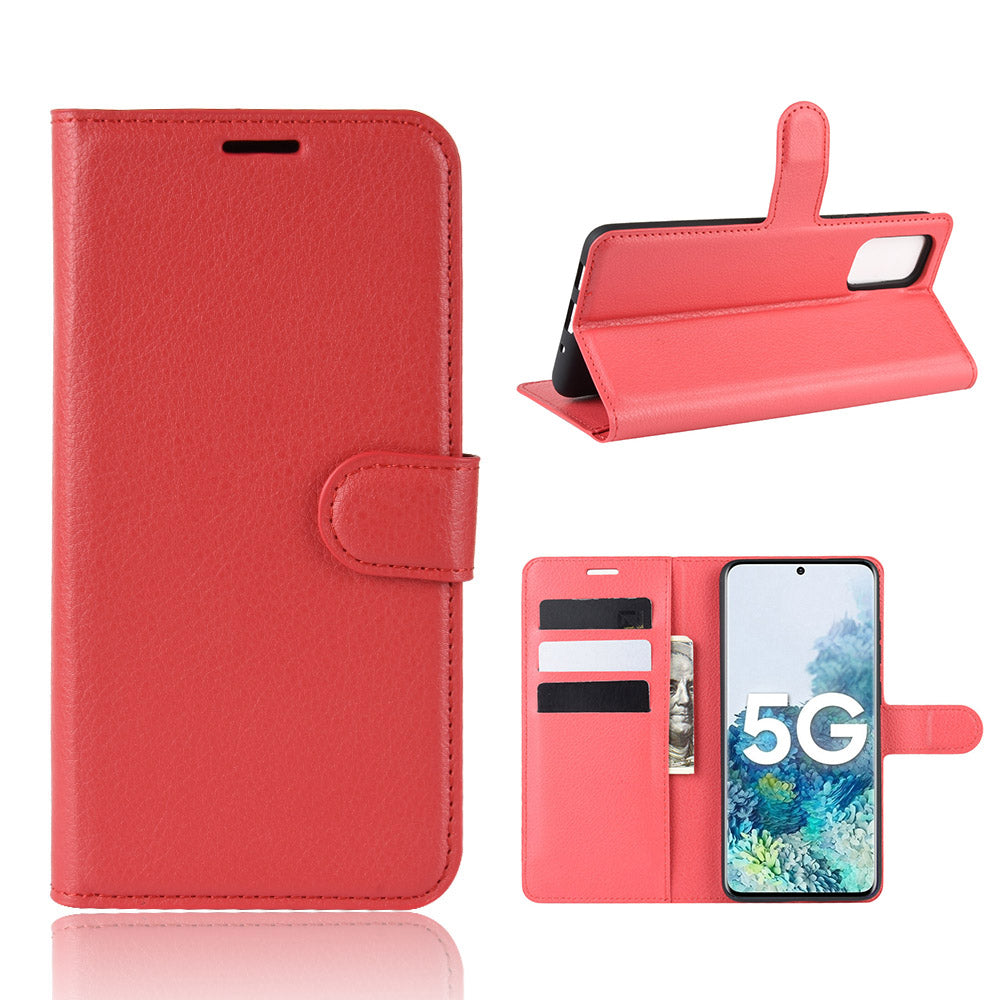 Magnetic Leather Litchi Skin Case for Samsung Galaxy S20 FE 4G/FE 5G/S20 Lite/S20 FE 2022 - Red