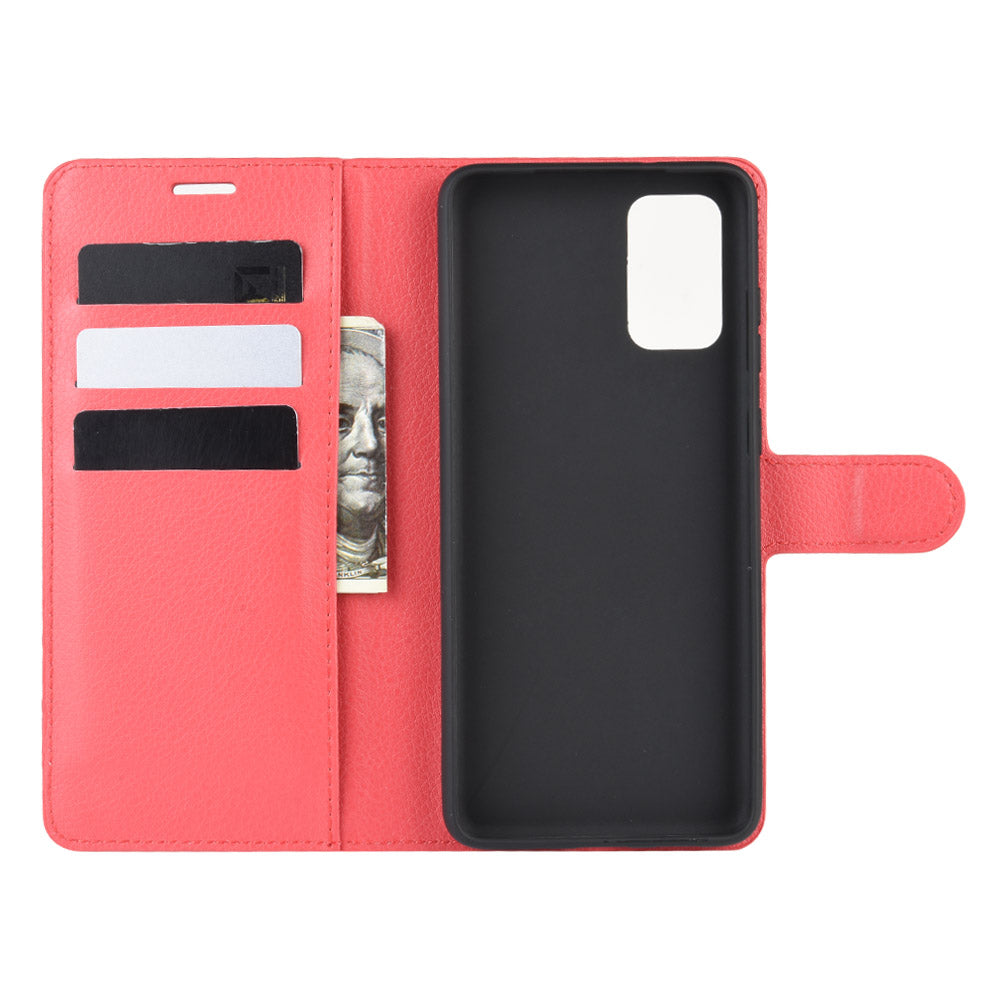 Magnetic Leather Litchi Skin Case for Samsung Galaxy S20 FE 4G/FE 5G/S20 Lite/S20 FE 2022 - Red