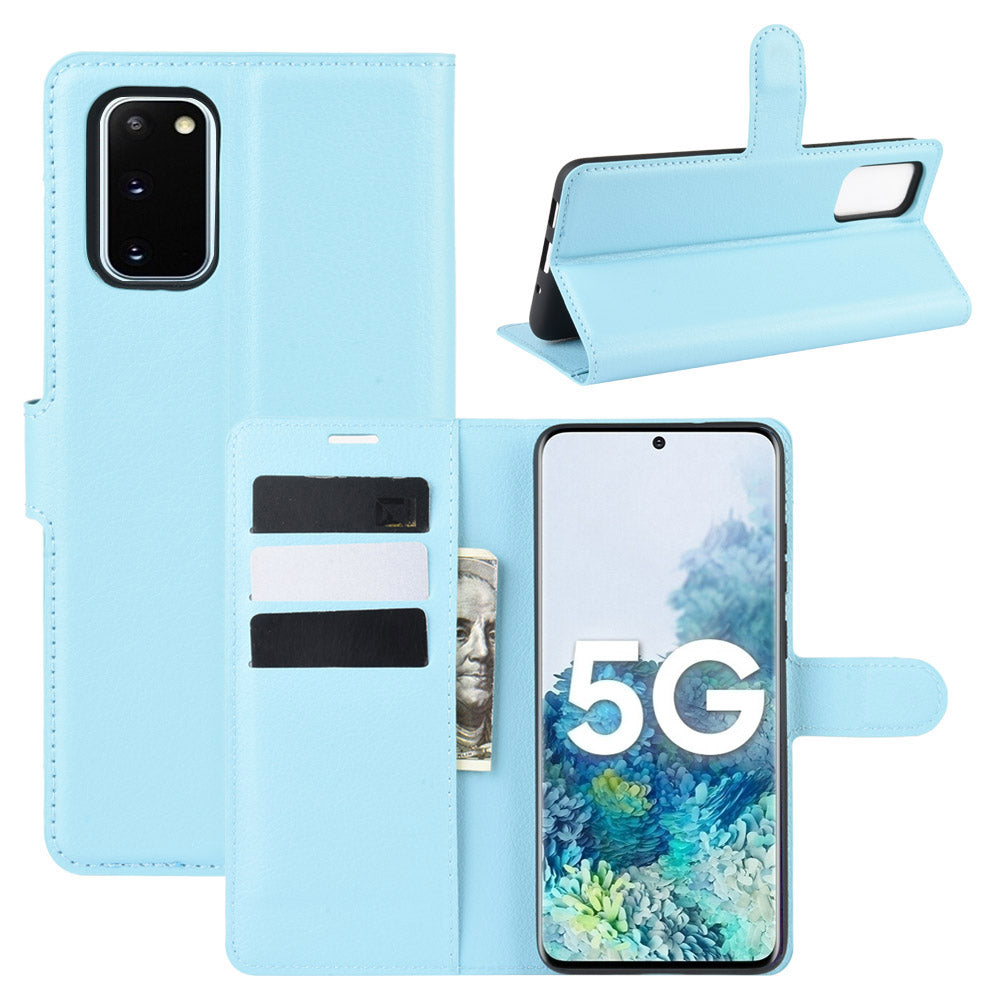 Magnetic Leather Litchi Skin Case for Samsung Galaxy S20 FE 4G/FE 5G/S20 Lite/S20 FE 2022 - Blue