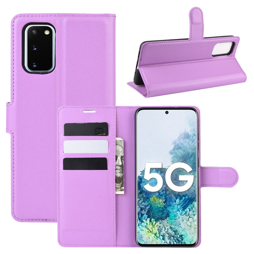 Magnetic Leather Litchi Skin Case for Samsung Galaxy S20 FE 4G/FE 5G/S20 Lite/S20 FE 2022 - Purple