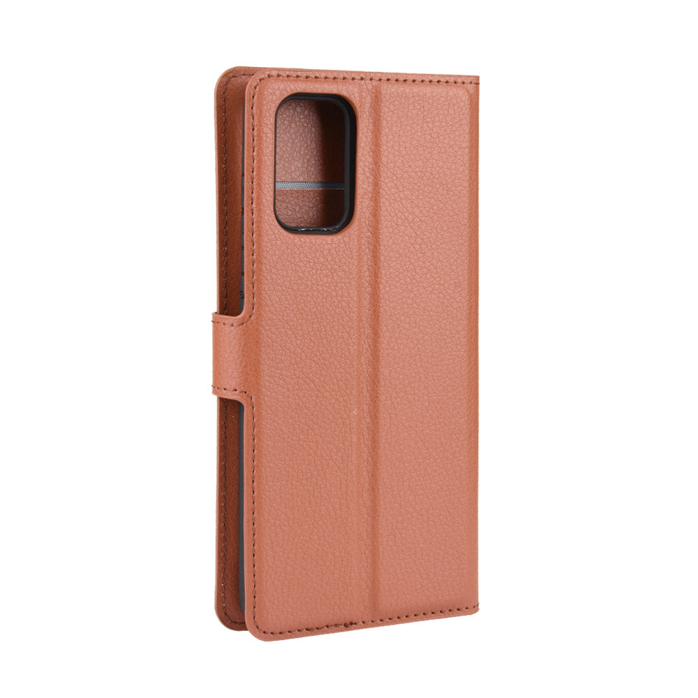 Magnetic Leather Litchi Skin Case for Samsung Galaxy S20 FE 4G/FE 5G/S20 Lite/S20 FE 2022 - Brown