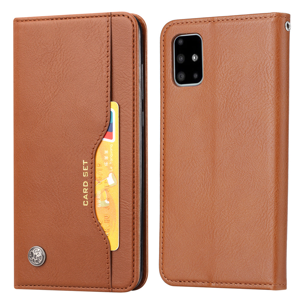 Auto-absorbed Wallet Stand Leather Protector Cover for Samsung Galaxy S20 FE 4G/FE 5G/S20 Lite/S20 FE 2022 - Brown