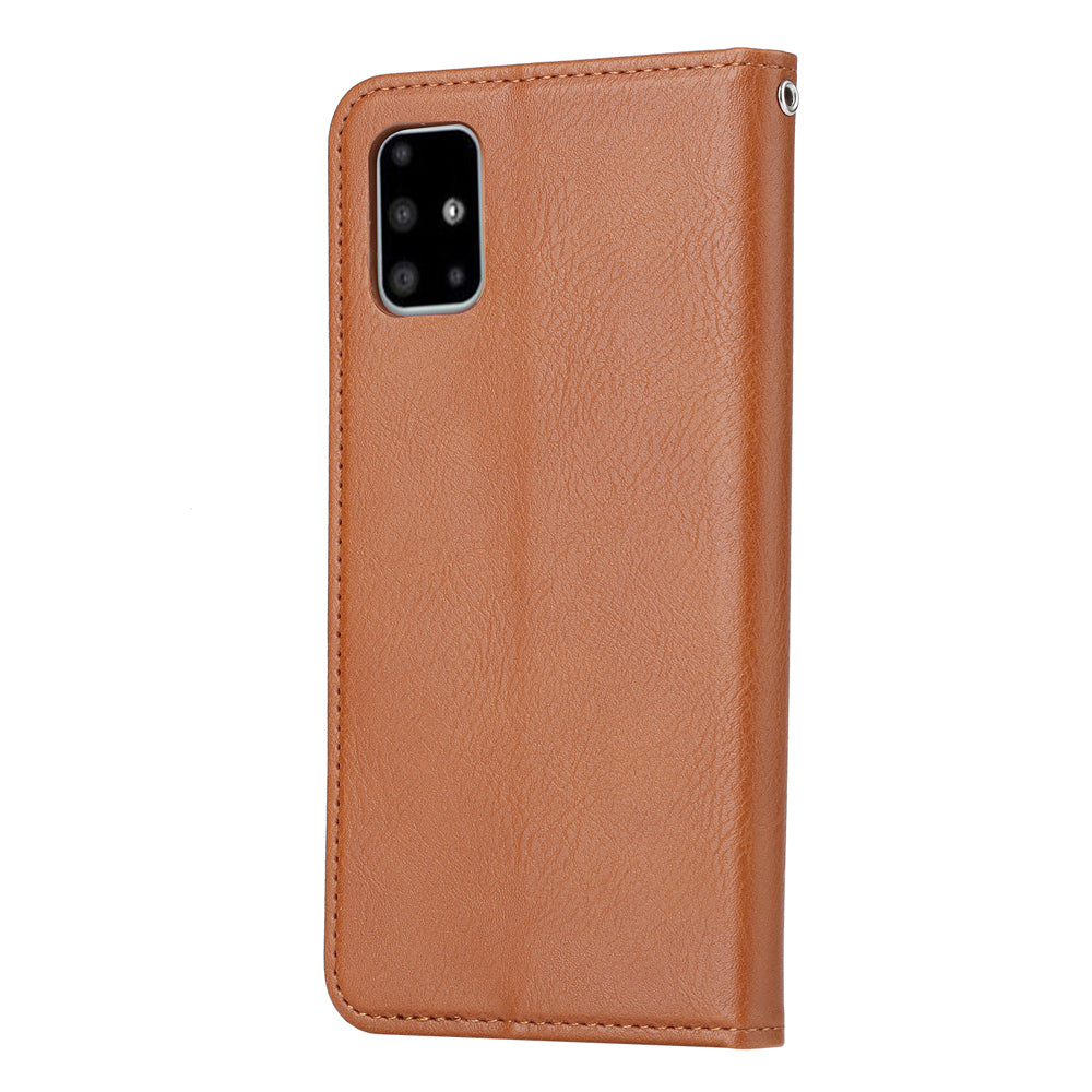 Auto-absorbed Wallet Stand Leather Protector Cover for Samsung Galaxy S20 FE 4G/FE 5G/S20 Lite/S20 FE 2022 - Brown