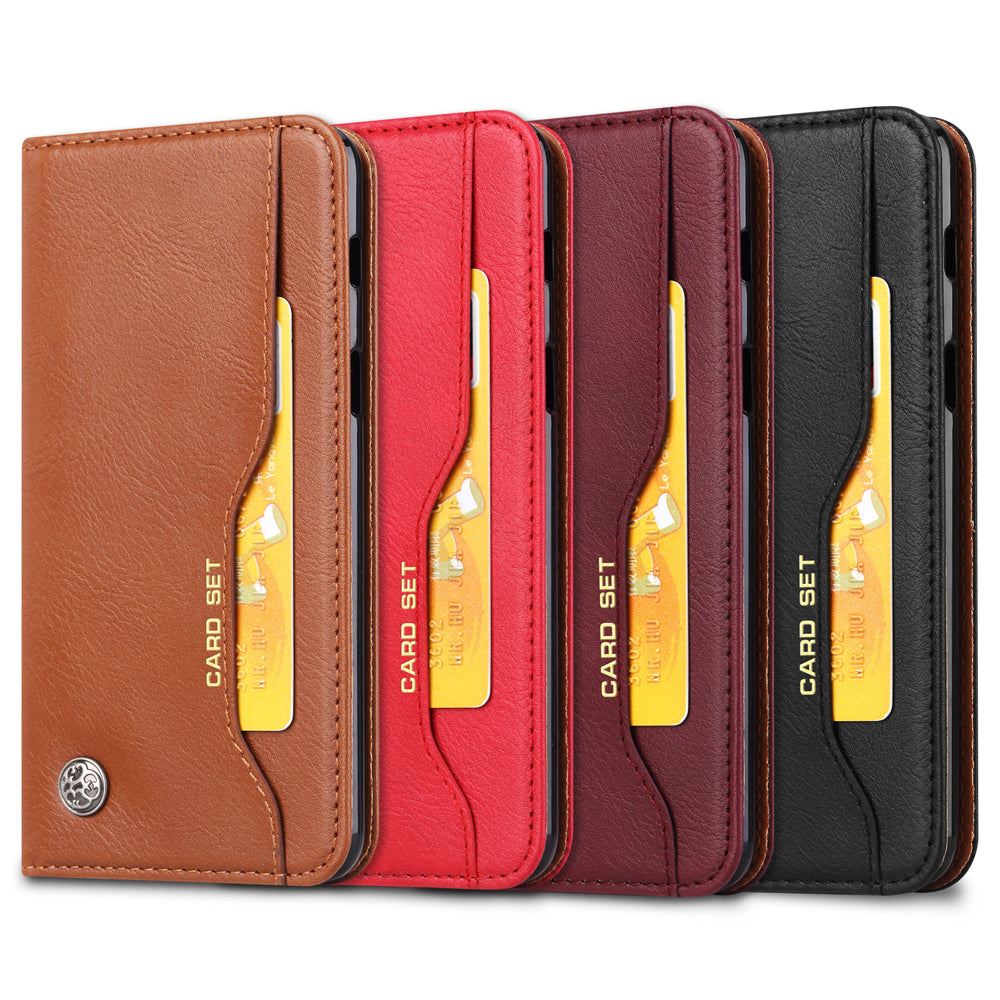 Auto-absorbed Wallet Stand Leather Protector Cover for Samsung Galaxy S20 FE 4G/FE 5G/S20 Lite/S20 FE 2022 - Brown