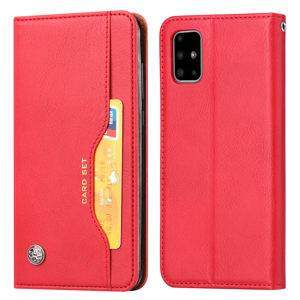 Auto-absorbed Wallet Stand Leather Protector Cover for Samsung Galaxy S20 FE 4G/FE 5G/S20 Lite/S20 FE 2022 - Red