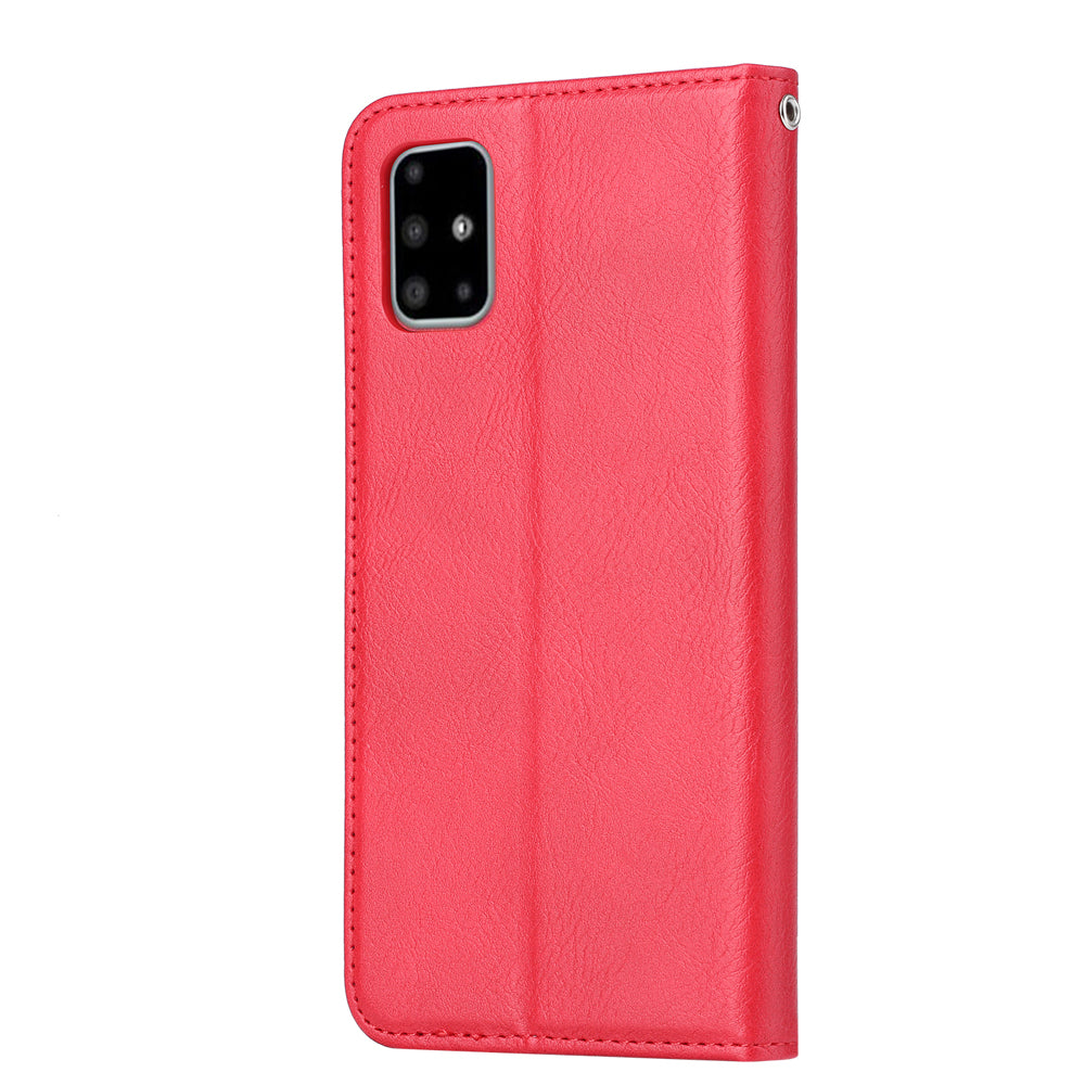 Auto-absorbed Wallet Stand Leather Protector Cover for Samsung Galaxy S20 FE 4G/FE 5G/S20 Lite/S20 FE 2022 - Red