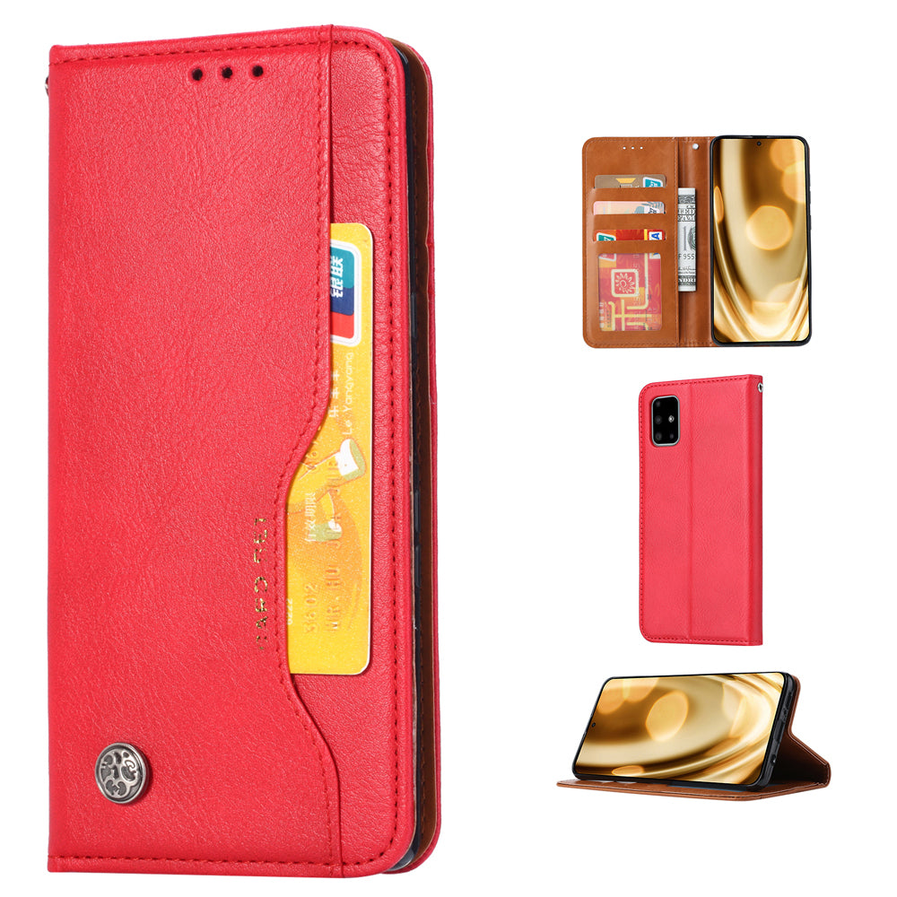 Auto-absorbed Wallet Stand Leather Protector Cover for Samsung Galaxy S20 FE 4G/FE 5G/S20 Lite/S20 FE 2022 - Red