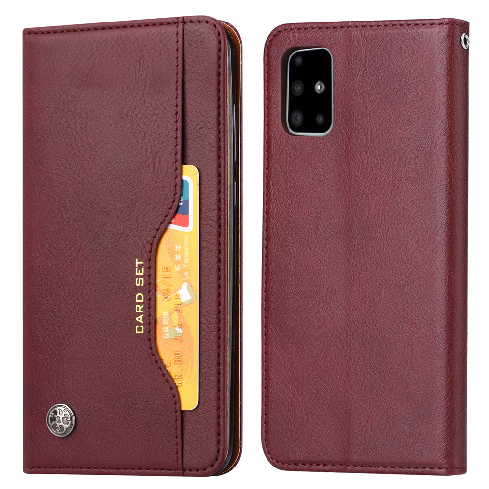 Auto-absorbed Wallet Stand Leather Protector Cover for Samsung Galaxy S20 FE 4G/FE 5G/S20 Lite/S20 FE 2022 - Wine Red