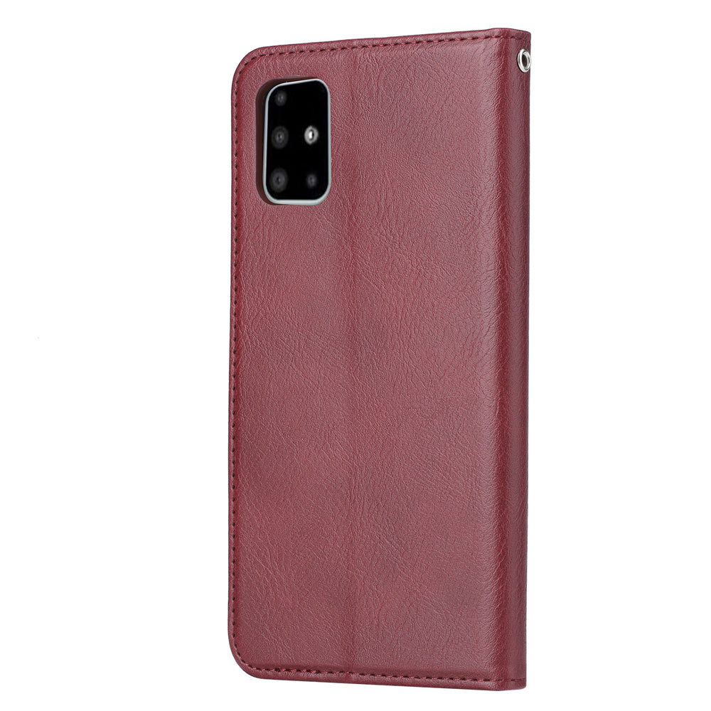 Auto-absorbed Wallet Stand Leather Protector Cover for Samsung Galaxy S20 FE 4G/FE 5G/S20 Lite/S20 FE 2022 - Wine Red