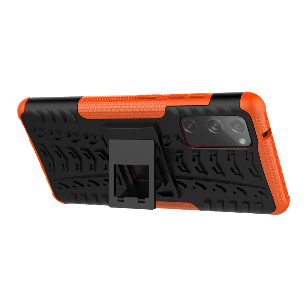 Cool Tyre PC + TPU Protection Shell with Kickstand for Samsung Galaxy S20 FE 5G/S20 Fan Edition 5G - Orange