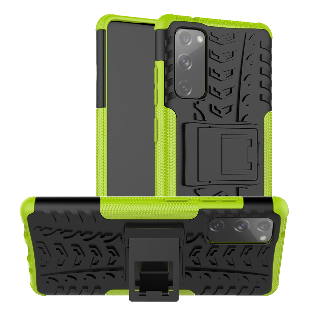 Cool Tyre PC + TPU Protection Shell with Kickstand for Samsung Galaxy S20 FE 5G/S20 Fan Edition 5G - Green