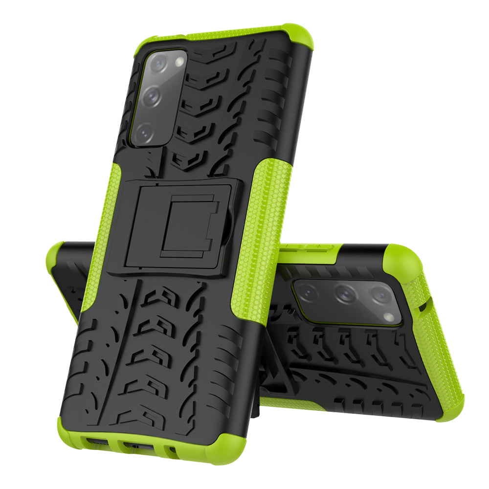 Cool Tyre PC + TPU Protection Shell with Kickstand for Samsung Galaxy S20 FE 5G/S20 Fan Edition 5G - Green