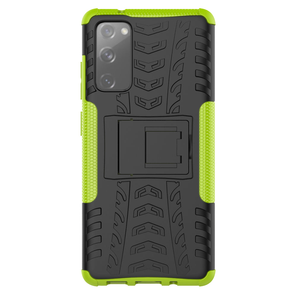 Cool Tyre PC + TPU Protection Shell with Kickstand for Samsung Galaxy S20 FE 5G/S20 Fan Edition 5G - Green