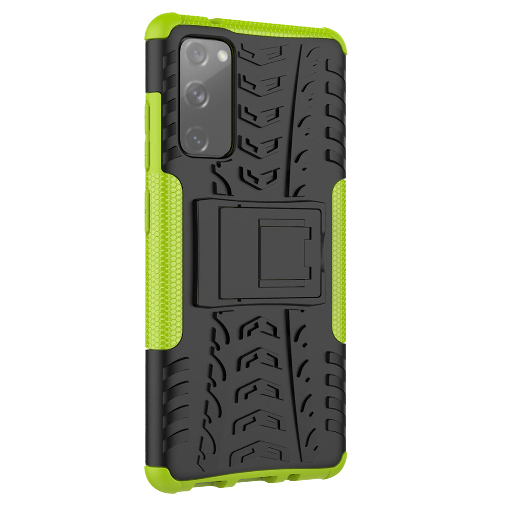 Cool Tyre PC + TPU Protection Shell with Kickstand for Samsung Galaxy S20 FE 5G/S20 Fan Edition 5G - Green