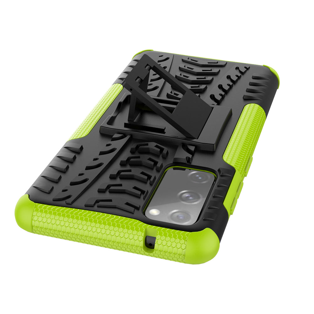 Cool Tyre PC + TPU Protection Shell with Kickstand for Samsung Galaxy S20 FE 5G/S20 Fan Edition 5G - Green