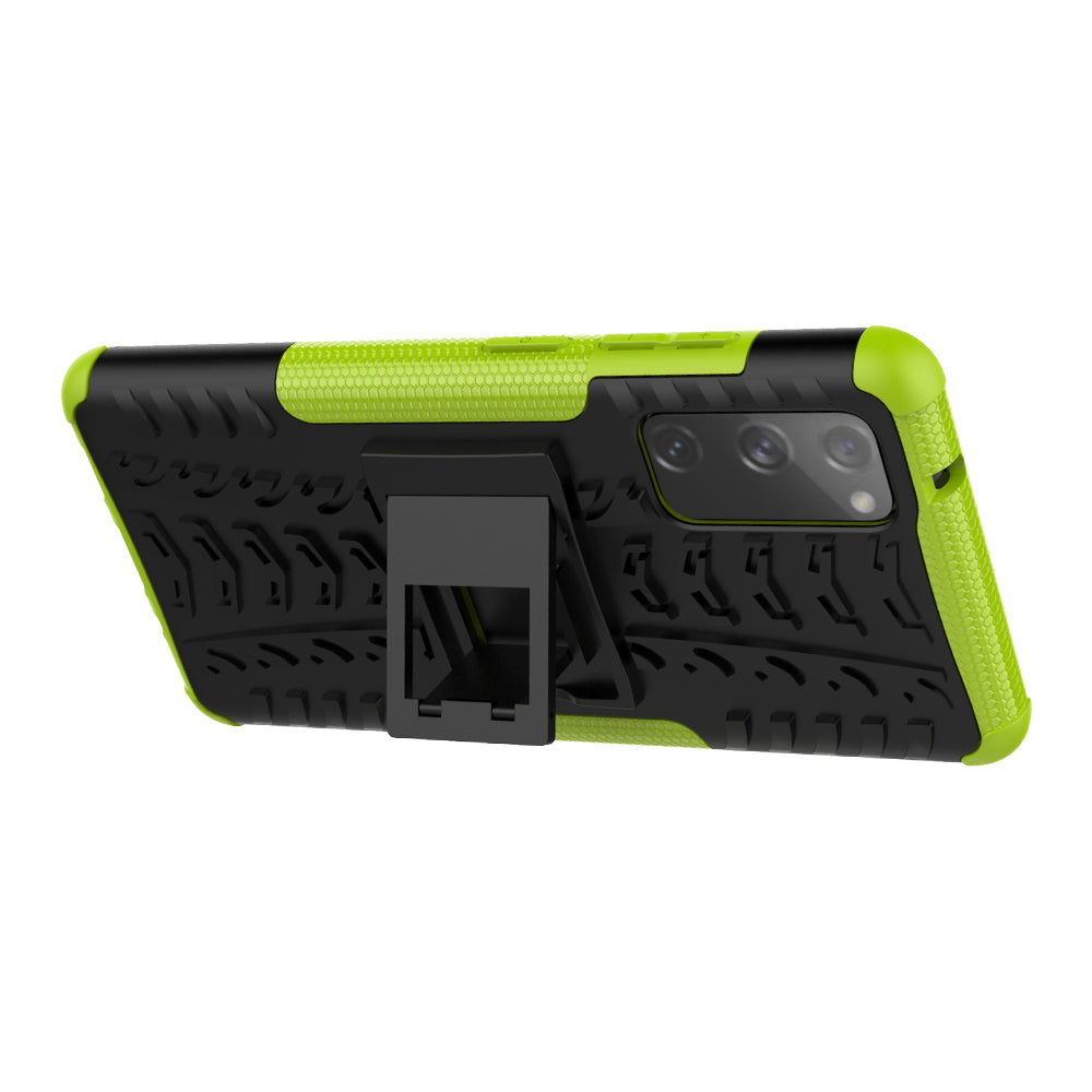 Cool Tyre PC + TPU Protection Shell with Kickstand for Samsung Galaxy S20 FE 5G/S20 Fan Edition 5G - Green