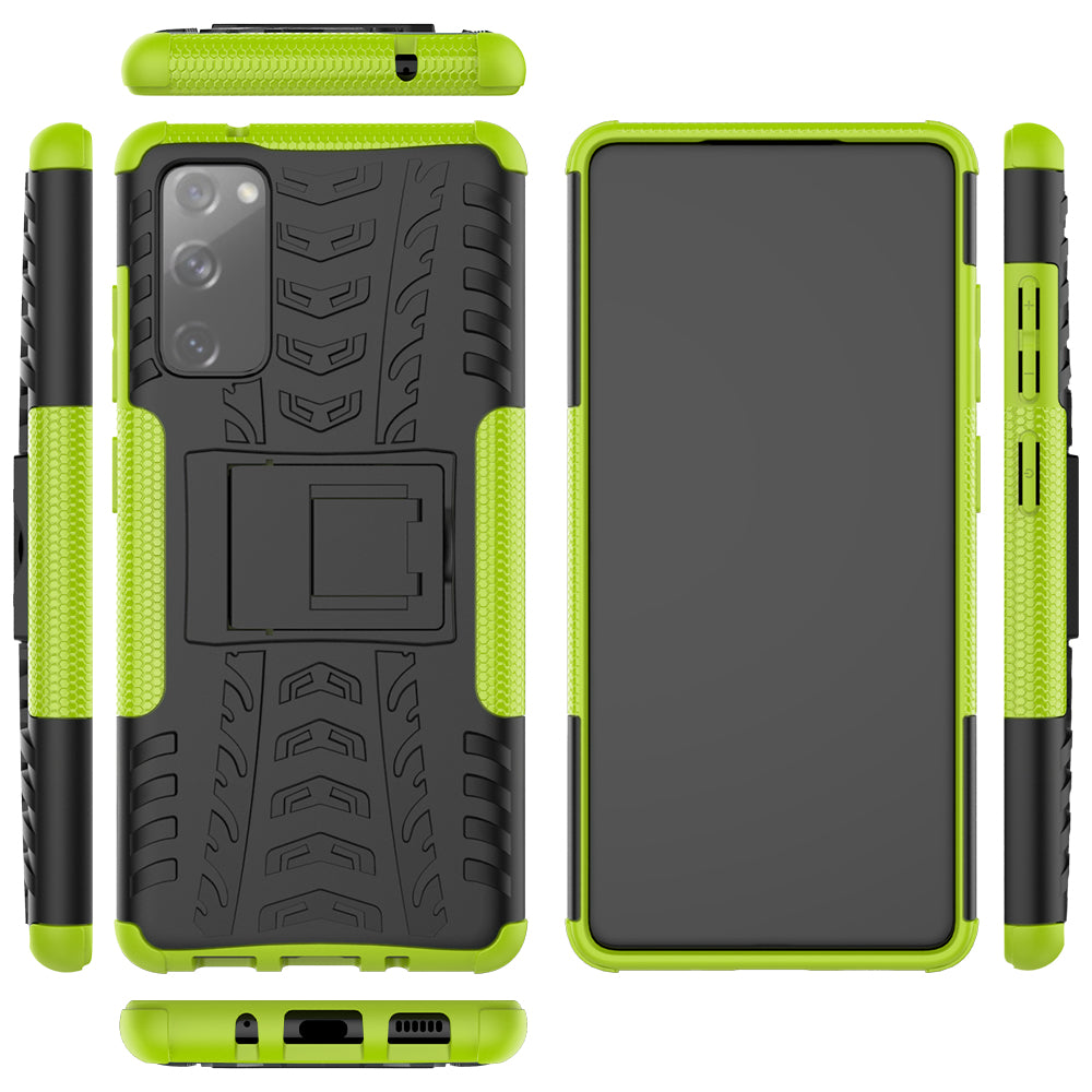 Cool Tyre PC + TPU Protection Shell with Kickstand for Samsung Galaxy S20 FE 5G/S20 Fan Edition 5G - Green